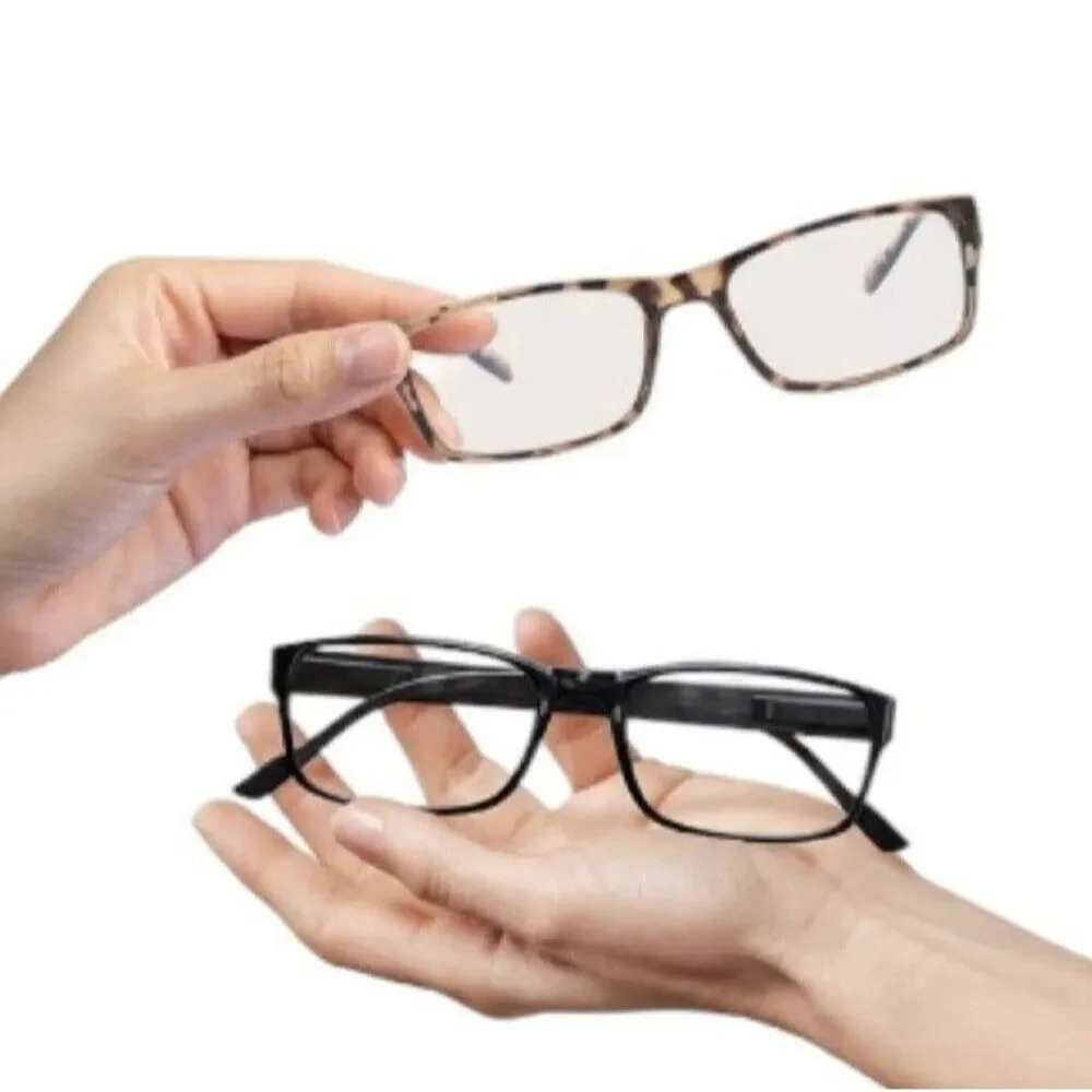 Gaoye +0.75 Reading Glasses Leopard & Black Blue-Light Filter, UV Protection 2pr